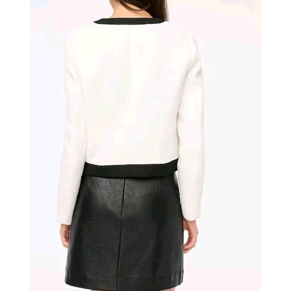 J.Crew Tweed Lady Jacket Womens 12 Black White Preppy Blazer Gold Crested Button - Picture 2 of 16
